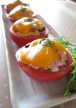 チーズ＆ビーンズの焼きトマト-レシピのメイン写真