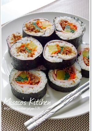 ロースハムのキンパ(韓国海苔巻き)♪-レシピのメイン写真