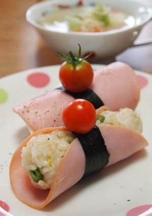 超カンタン♪低カロ低脂肪♪ハムにぎり♪-レシピのメイン写真