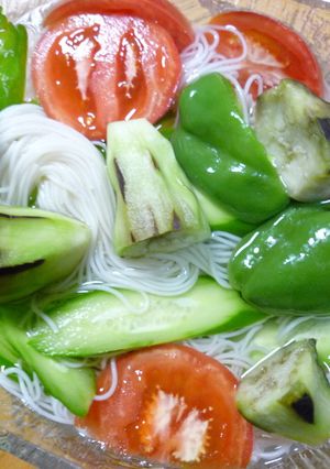 夏野菜の浮輪ソーメン-レシピのメイン写真