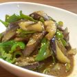 なすとピーマンのからし酢醤油炒め