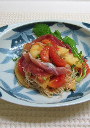 桃とフルーツトマトの冷たいパスタ-レシピのメイン写真