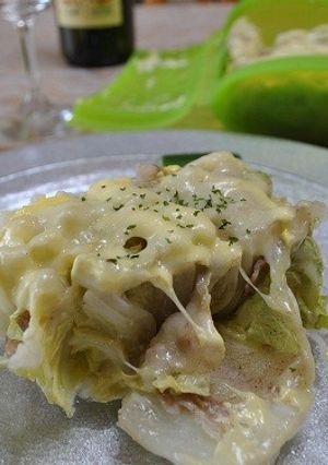 白菜と豚バラ肉のミルフィーユのマヨチーズ-レシピのメイン写真
