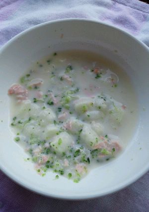 離乳食中期：鮭とブロッコリーの豆乳スープ-レシピのメイン写真