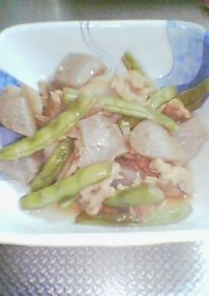 たっぷりいんげんと豚肉とこんにゃくの煮物-レシピのメイン写真