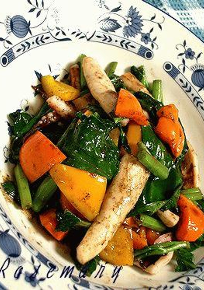 烏賊と空芯菜の簡単野菜炒め-レシピのメイン写真