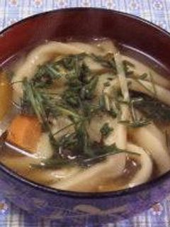 京菜・アイガモ団子の鍋&饂飩-レシピのメイン写真