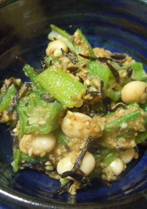 おくらと大豆とひじきの胡麻和え-レシピのメイン写真