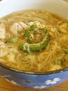 温かい素麺♪鶏ゴーヤの卵とじにゅうめん-レシピのメイン写真