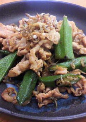 オクラと豚肉のじゃこ醤油炒め-レシピのメイン写真