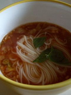 まるちゃんのスープで、トマトにゅうめん-レシピのメイン写真
