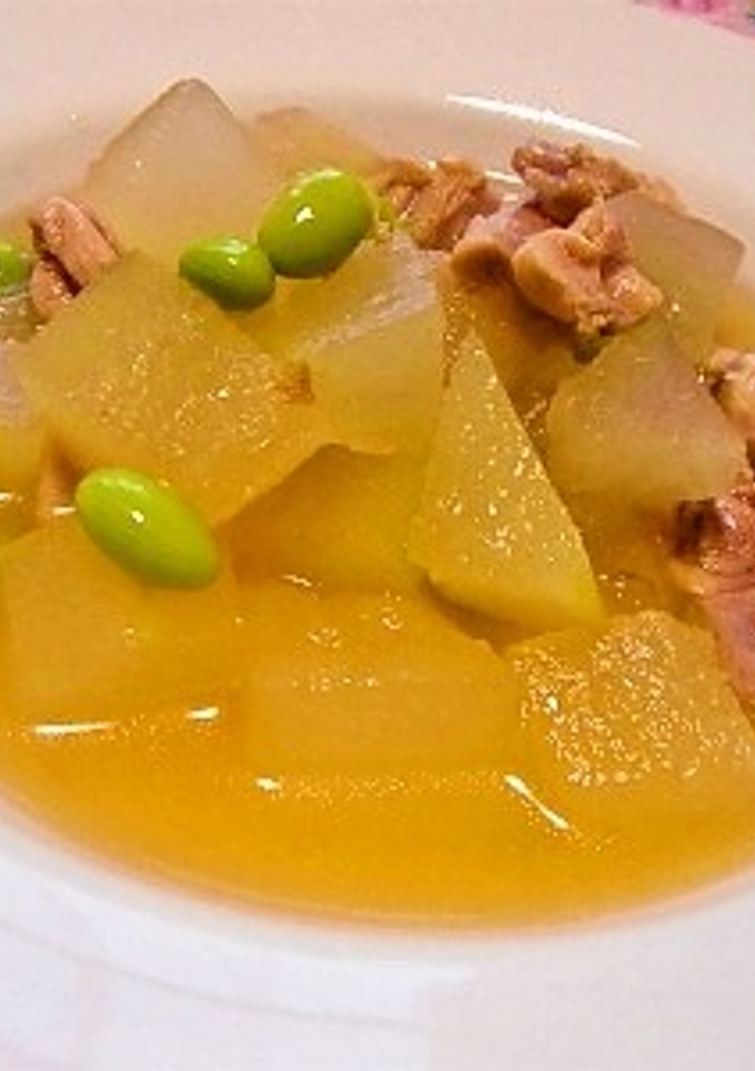 冷たい！冬瓜と枝豆のスープ煮-レシピのメイン写真