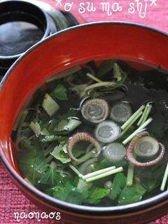 茗荷*三つ葉*わかめのすまし汁-レシピのメイン写真