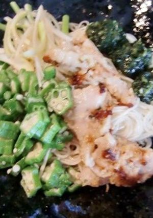 オクラ・モロヘイヤ入り、油そうめん♬-レシピのメイン写真