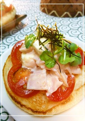 ハムとトマトのトースト　梅ワサビ風味-レシピのメイン写真