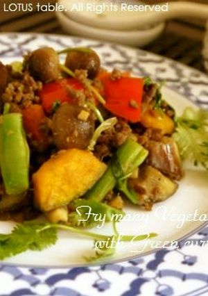 お野菜たっぷりグリーンカレー炒め-レシピのメイン写真