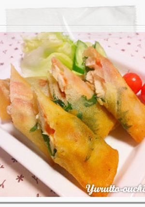 塩鶏と梅しその春巻き♪-レシピのメイン写真