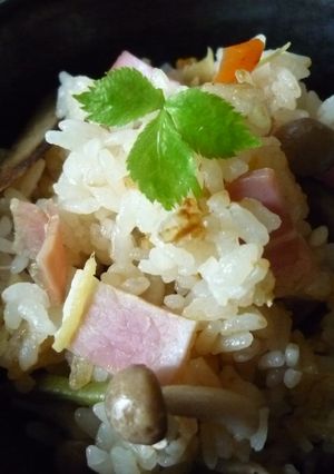 ロースハムで炊き込みご飯！-レシピのメイン写真