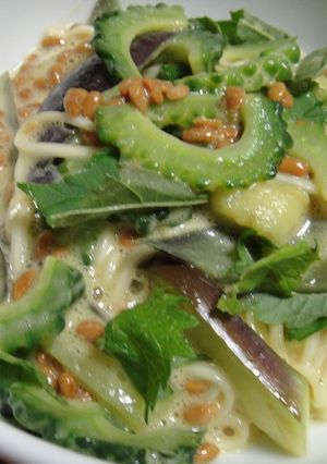 ゴーヤと納豆のネバボナーラ♪-レシピのメイン写真