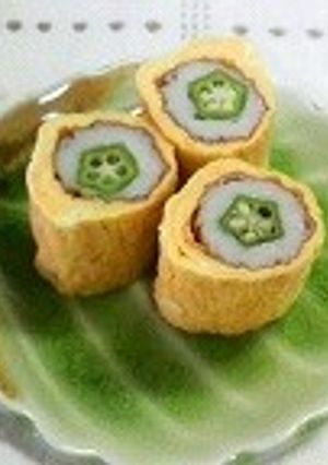 オクラ竹輪の玉子焼き-レシピのメイン写真