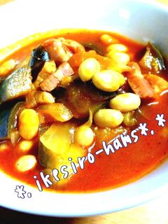 具沢山!大豆となすのトマトスープ-レシピのメイン写真
