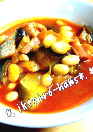 具沢山！大豆となすのトマトスープ-レシピのメイン写真