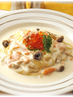 サーモンときのこの和風クリームパスタ-レシピのメイン写真
