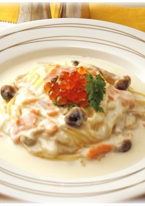 サーモンときのこの和風クリームパスタ-レシピのメイン写真
