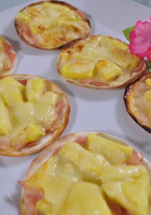 ☆餃子の皮で☆ハワイアンピザ☆。・。・-レシピのメイン写真