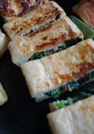 おいCヘルCモロヘイヤと生姜の油揚げ焼き-レシピのメイン写真