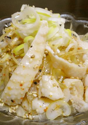 サッパリ♪鶏皮のねぎねぎゴマぽん和え-レシピのメイン写真
