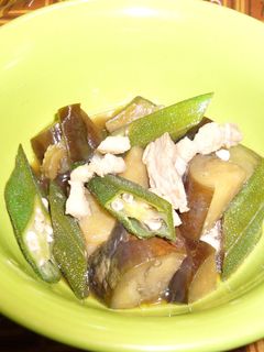 豚ばらとナスとオクラ煮もの-レシピのメイン写真