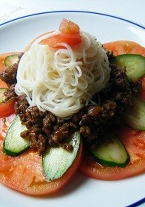 トマトとキュウリの肉味噌そうめん-レシピのメイン写真