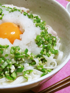 豚しゃぶ梅ダレ月見冷うどん 素麺・蕎麦も-レシピのメイン写真