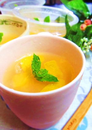 桃缶でヒンヤリ寒天(｡▻ ܫ◅)-レシピのメイン写真