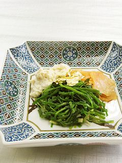 茹でるだけ♪芹のお浸し 赤貝と生湯葉添え-レシピのメイン写真