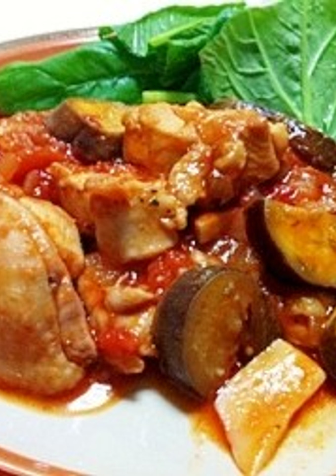 茄子とエリンギ鶏肉のトマト煮-レシピのメイン写真