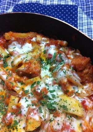 フライパンひとつ！簡単豪華なトマト煮込み-レシピのメイン写真