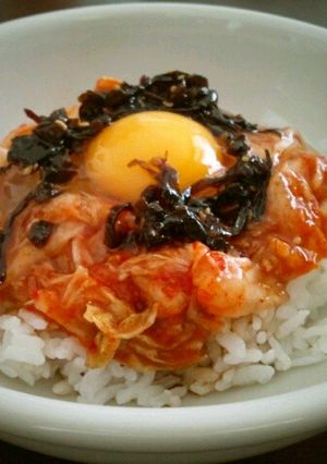 キムチ丼風♥卵かけご飯-レシピのメイン写真
