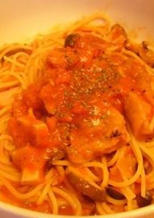 鶏肉のクリームトマト煮のパスタ-レシピのメイン写真
