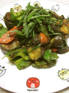ナスとピーマンの味噌炒め♡大葉風味-レシピのメイン写真