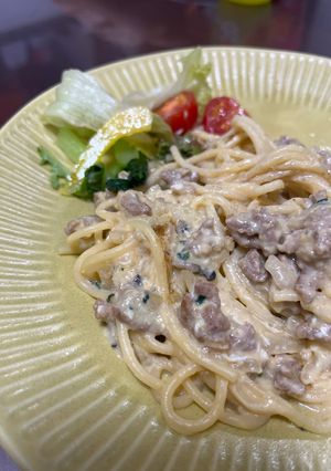 パスタでも栄養 ワンパン カルボナーラ風-レシピのメイン写真