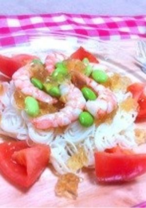 えびと枝豆のコンソメジュレカッペリーニ風-レシピのメイン写真