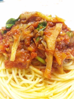 《ツナとまいたけ》の和風トマトパスタ♪-レシピのメイン写真