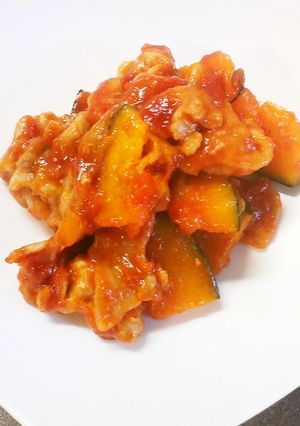 超簡単！豚肉とかぼちゃのケチャップ炒め-レシピのメイン写真