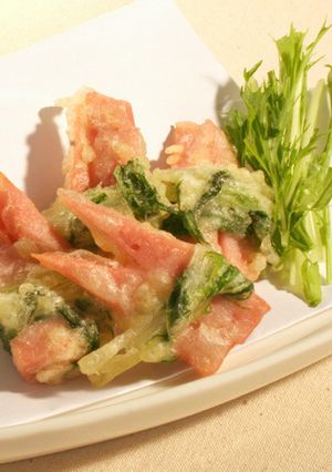 魚肉ソーセージと水菜の天ぷら-レシピのメイン写真