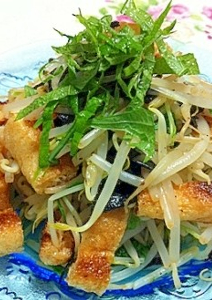 紫蘇にんにく醤油で油揚げともやしの和え物-レシピのメイン写真