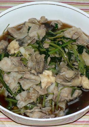 豚バラ肉と壬生菜、舞茸のすき煮-レシピのメイン写真