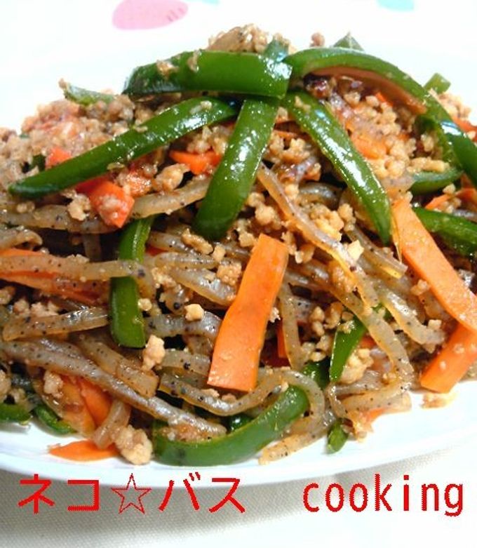 ピーマンこんにゃく鶏ミンチ☆おかか炒め♪-レシピのメイン写真