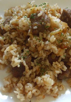 ホットプレートで♪サイコロステーキライス-レシピのメイン写真